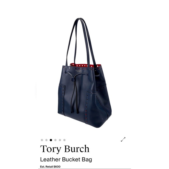 Tory Burch Handbags - Tory Burch Dark Blue Leather Bucket Bag New Without Tags